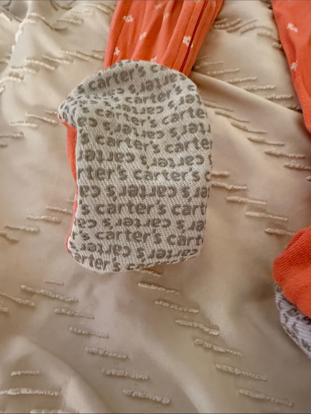 Orange Floral Baby Girls Pajamas with Squirrel Patch - Picture 3 of 7